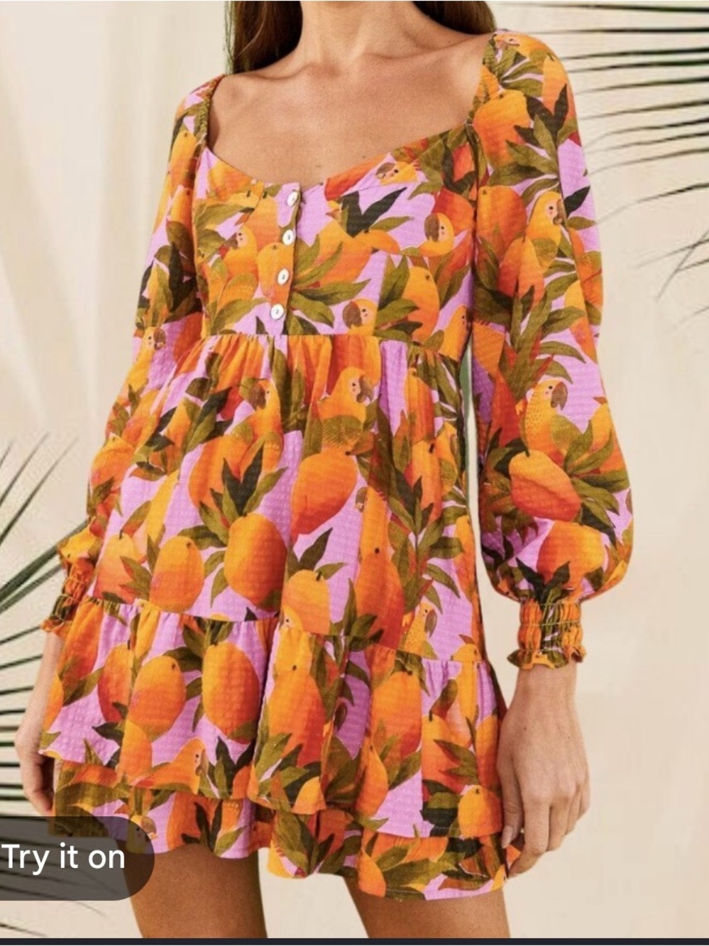 Farm Rio Mango Macaws Dress in Orange & Pink